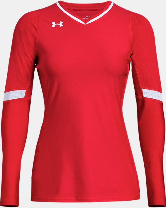 Women's UA Volleyball Powerhouse Long Sleeve Jersey, Red, pdpMainDesktop image number 0